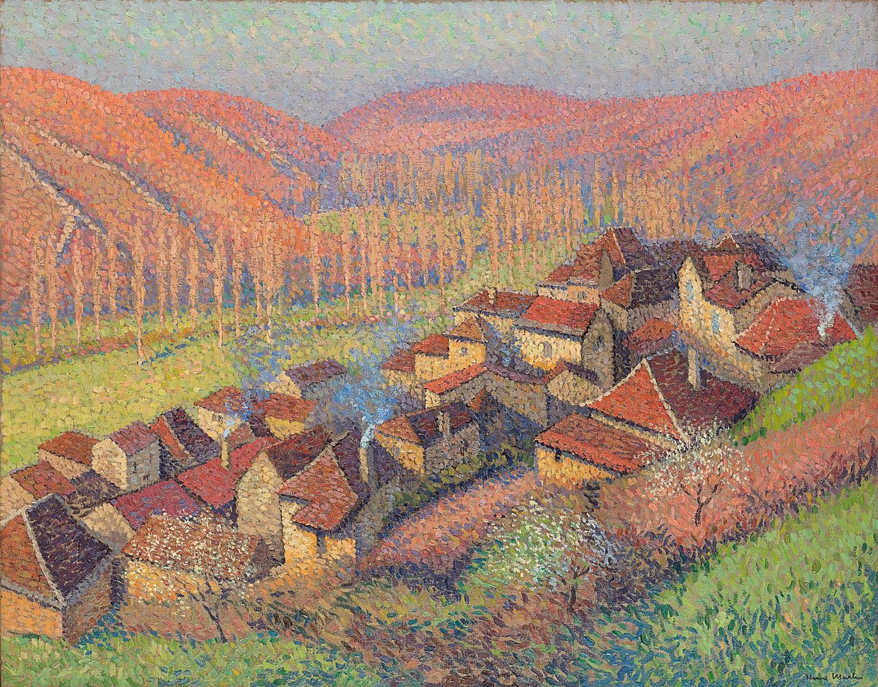 Uitzicht op het centrum van Labastide du Vert; Vue du centre de Labastide du Vert, ca. 1940 door Henri Martin