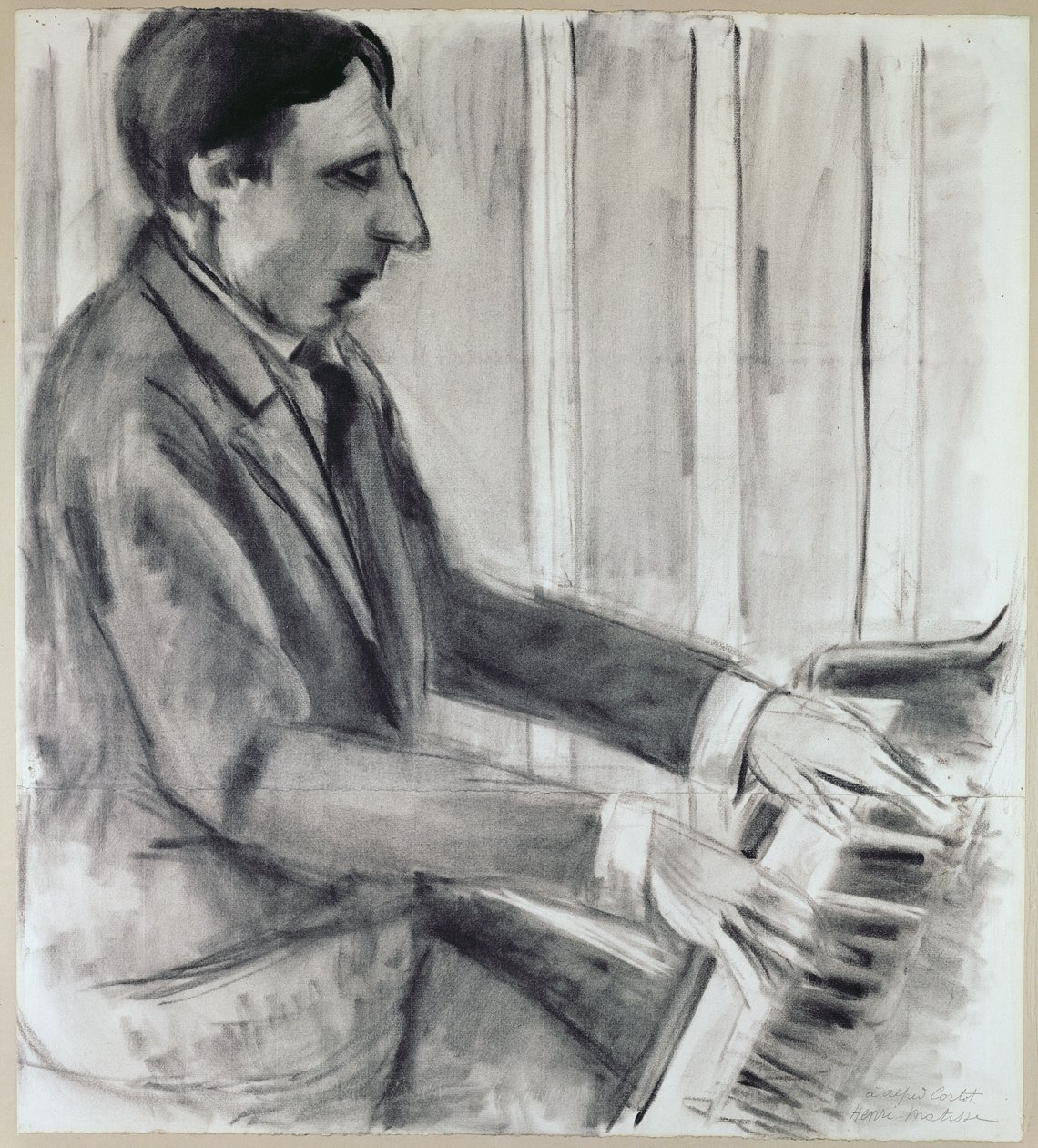 Alfred Cortot (pen, ink  watercolor) door Henri Matisse