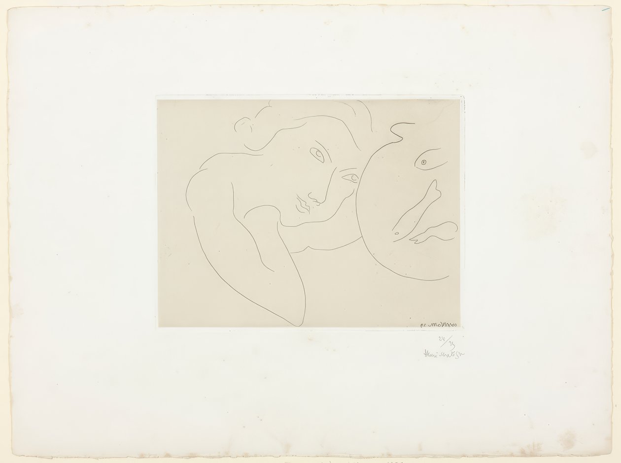 Hangende kop en vissenkom door Henri Matisse