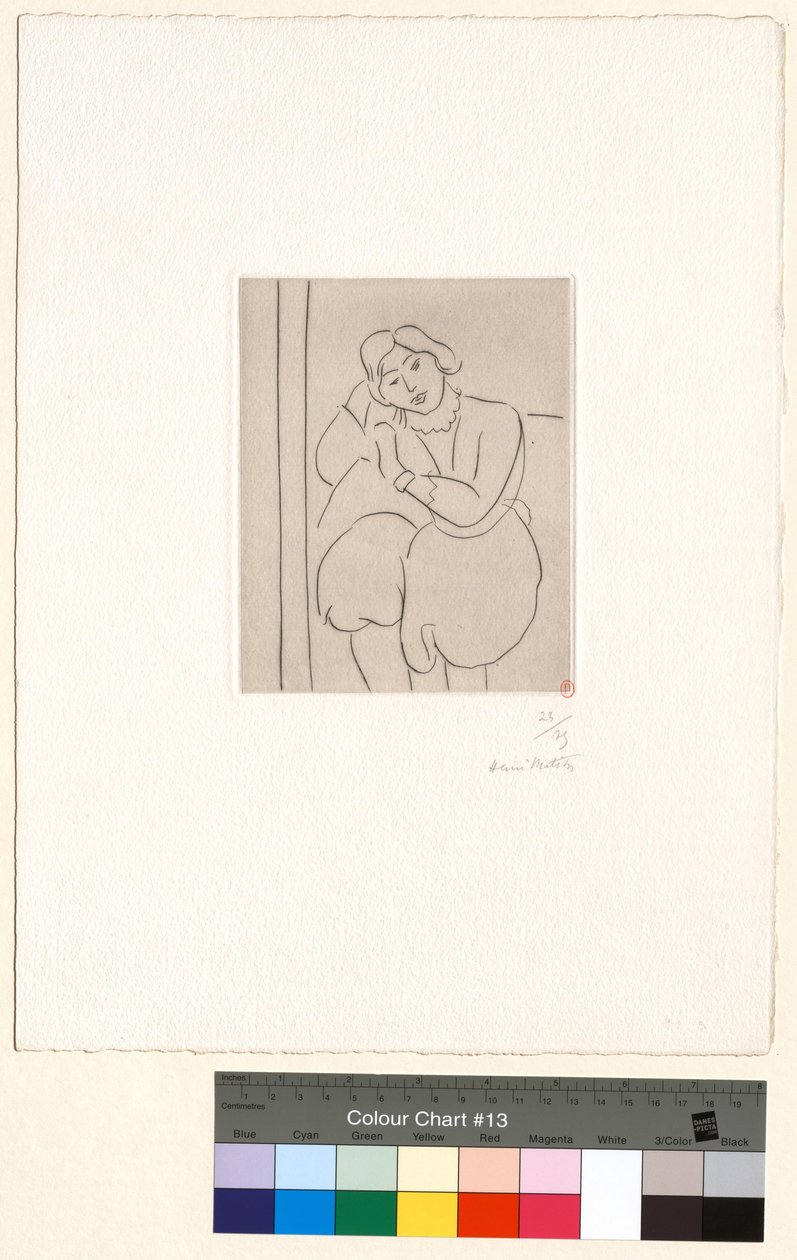 Zittende vrouw, met het hoofd op haar rechterhand rustend door Henri Matisse