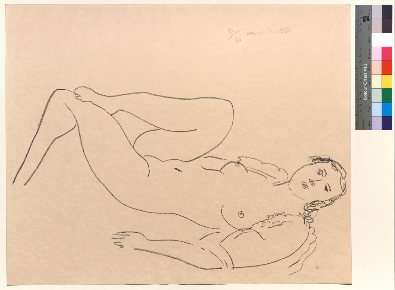 Liggende naakte vrouw, met gebogen benen door Henri Matisse