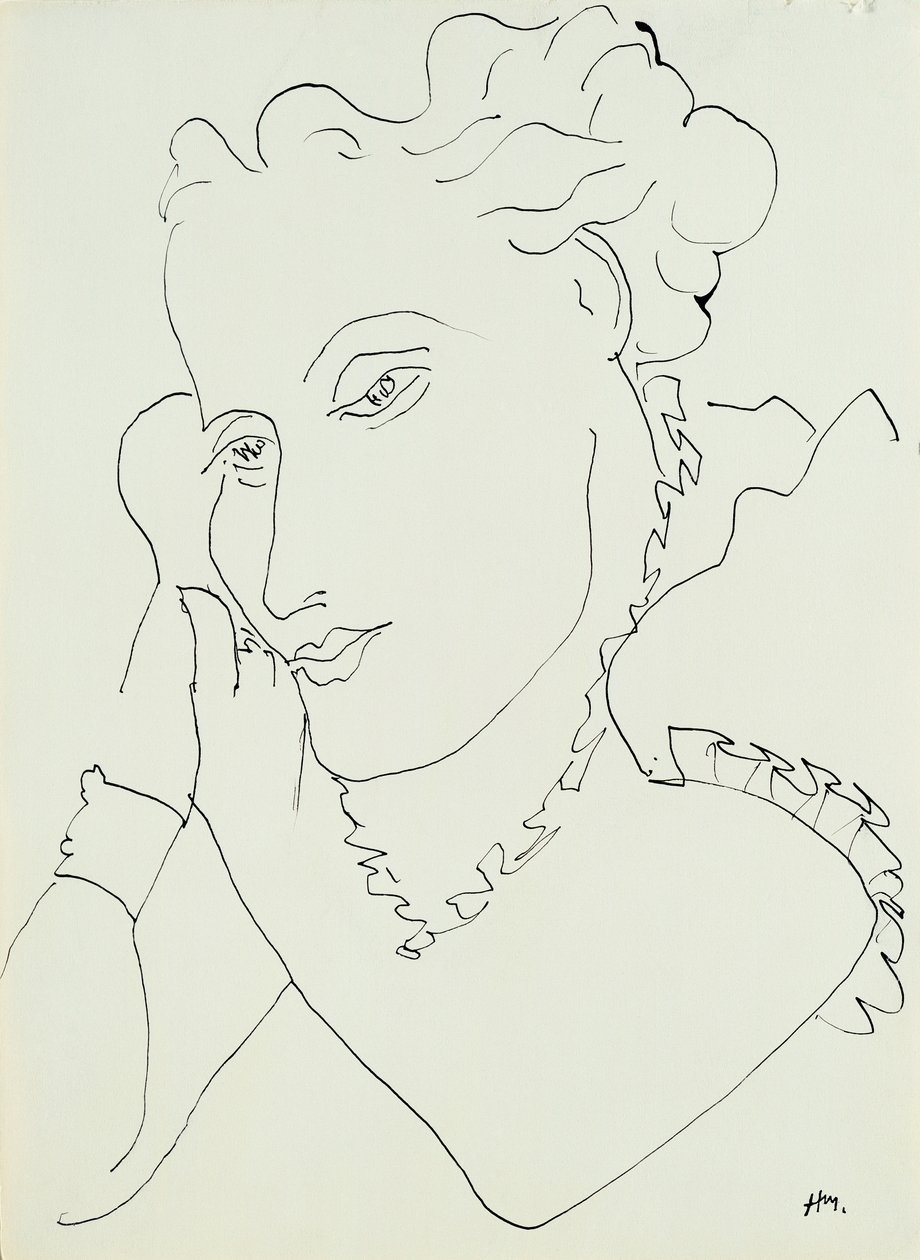 Hoofd van een vrouw, handen tegen haar wang door Henri Matisse