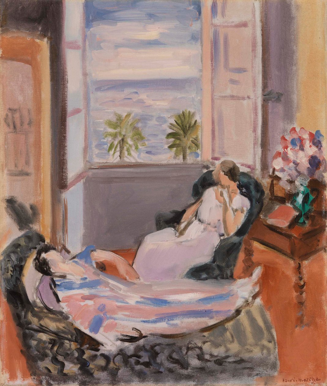 Interieur met twee figuren, open raam door Henri Matisse