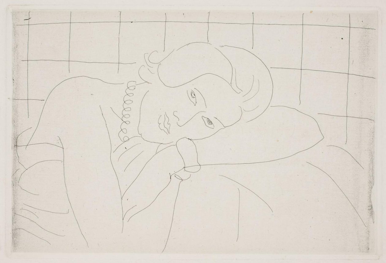 Vrouw die haar hoofd op haar arm laat rusten. Halffiguur door Henri Matisse