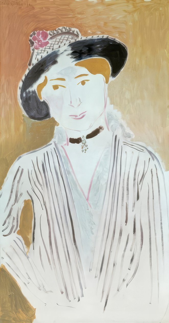 La jaquette rayée, of Jong meisje met een mandenhoed door Henri Matisse