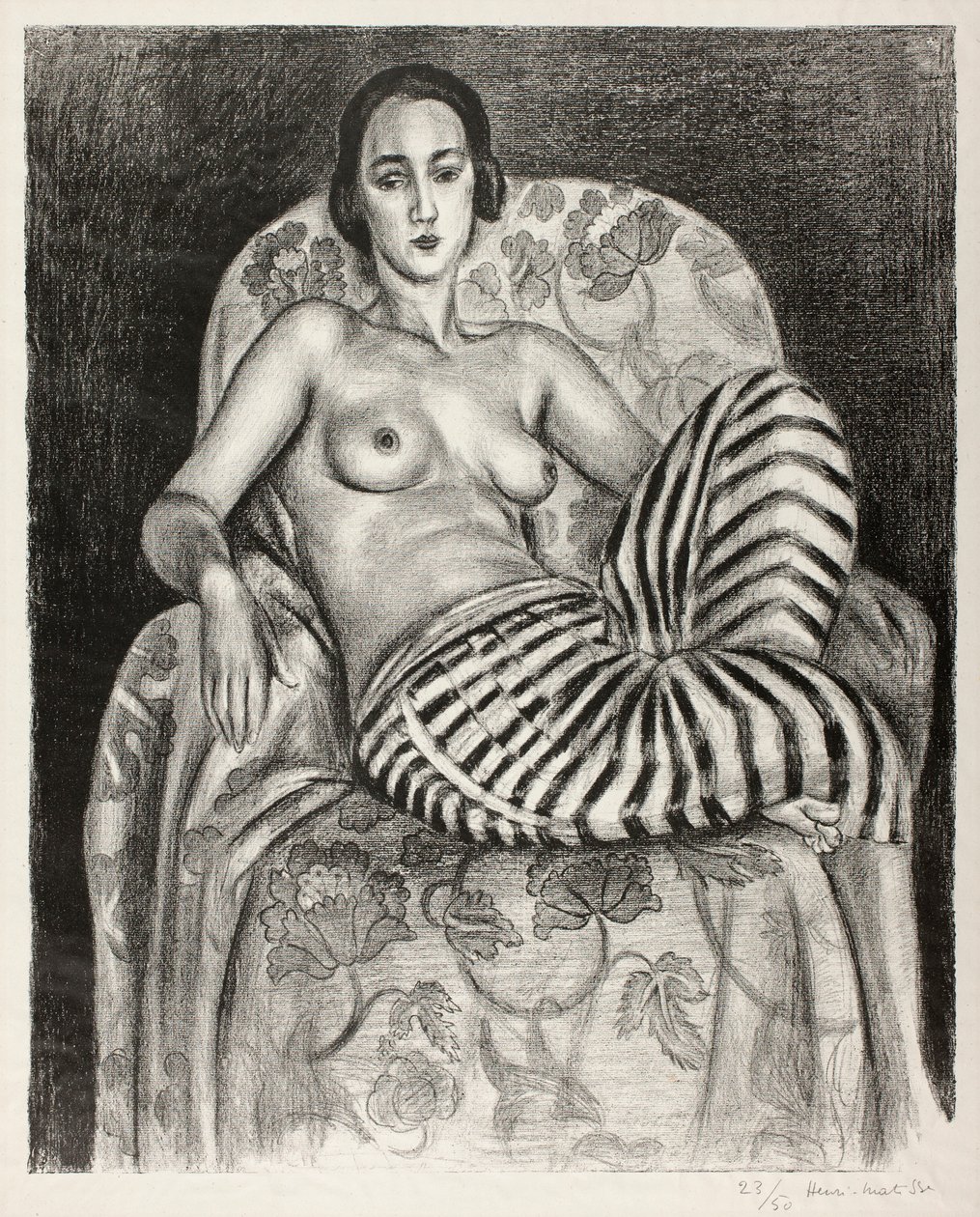 Grote odalisque in gestreepte broek door Henri Matisse