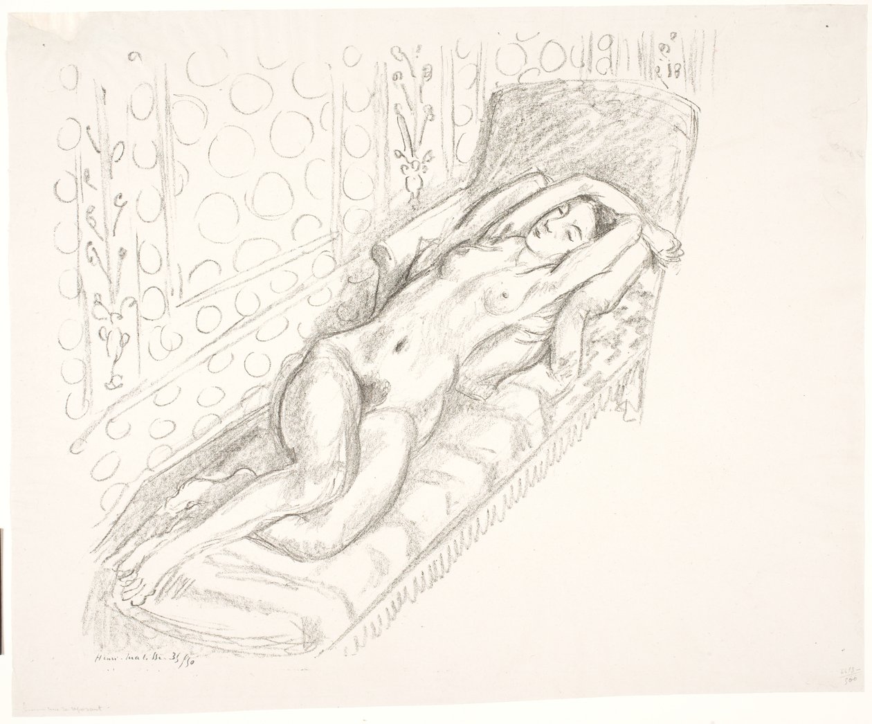 Naakte vrouw, liggend op een chaise longue door Henri Matisse