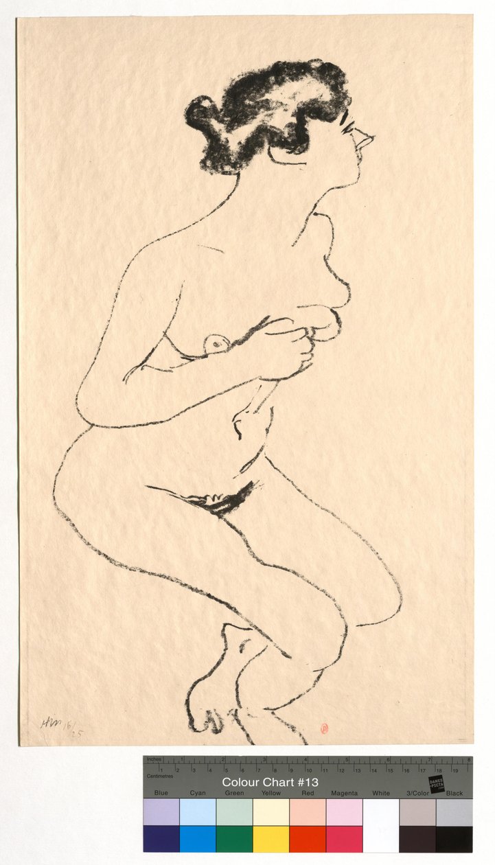 Naakt, gehurkt, profiel met zwart haar door Henri Matisse