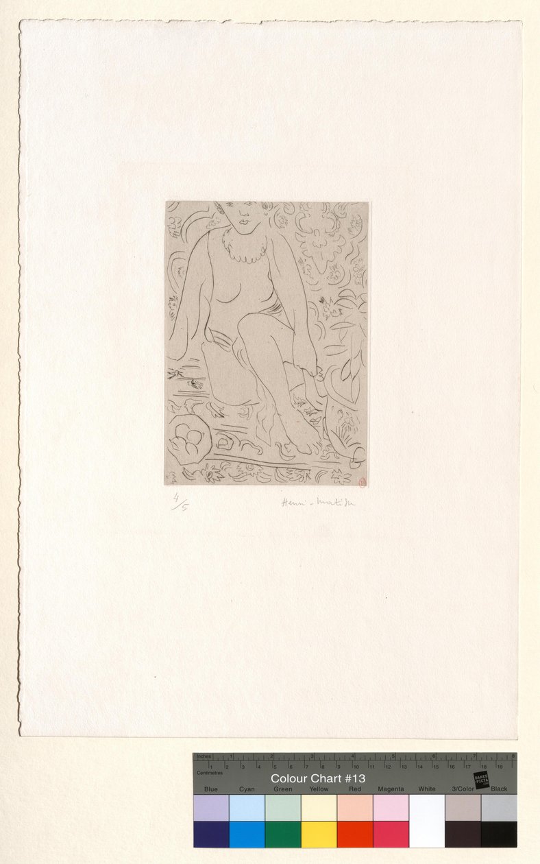 Naakt in een interieur met een schaal fruit door Henri Matisse