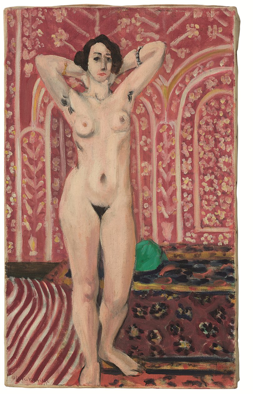 Naakt op rode achtergrond door Henri Matisse