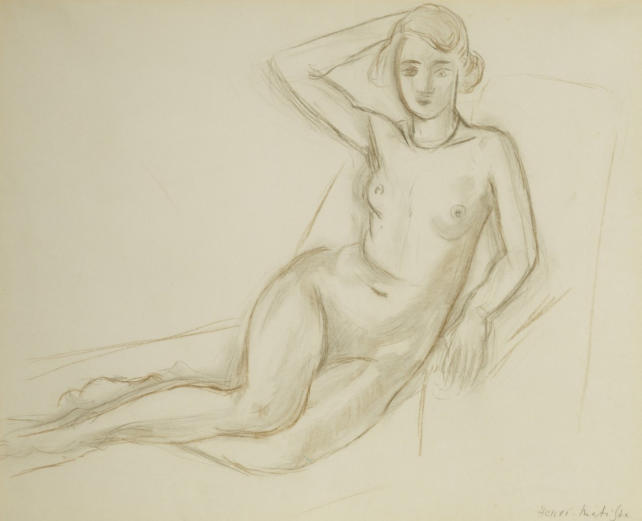 Naakt zittend op een ligstoel; Nu Assis sur une Chaise Longue door Henri Matisse