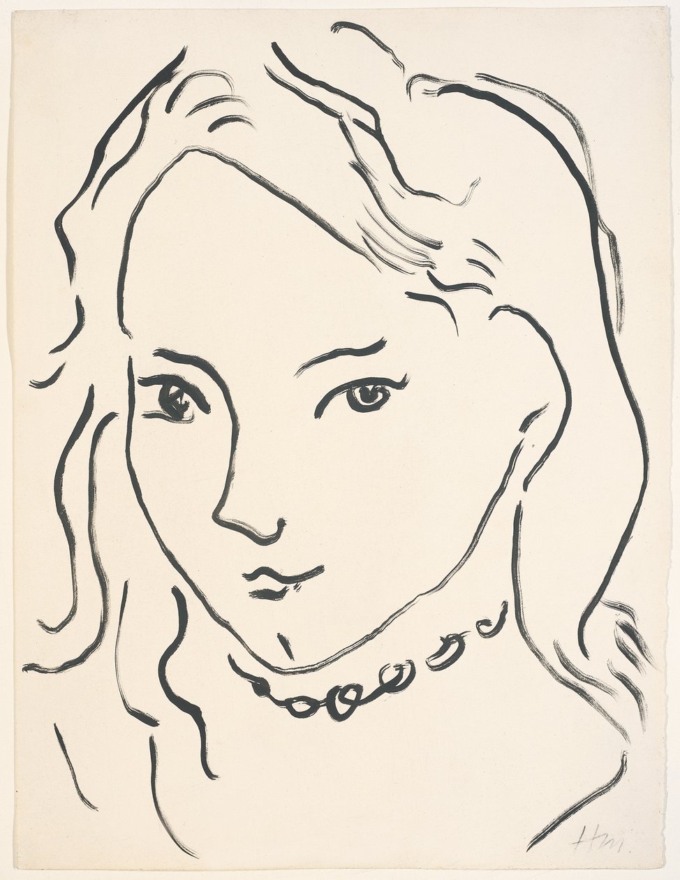 Portret van Marguerite, ca. 1906-1907 (penseel en Oost-Indische inkt op papier) door Henri Matisse