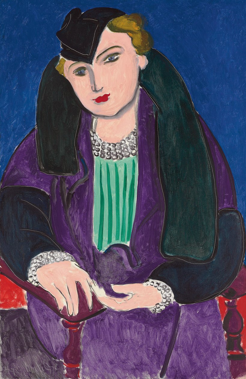 Portret met blauwe jas, door Henri Matisse