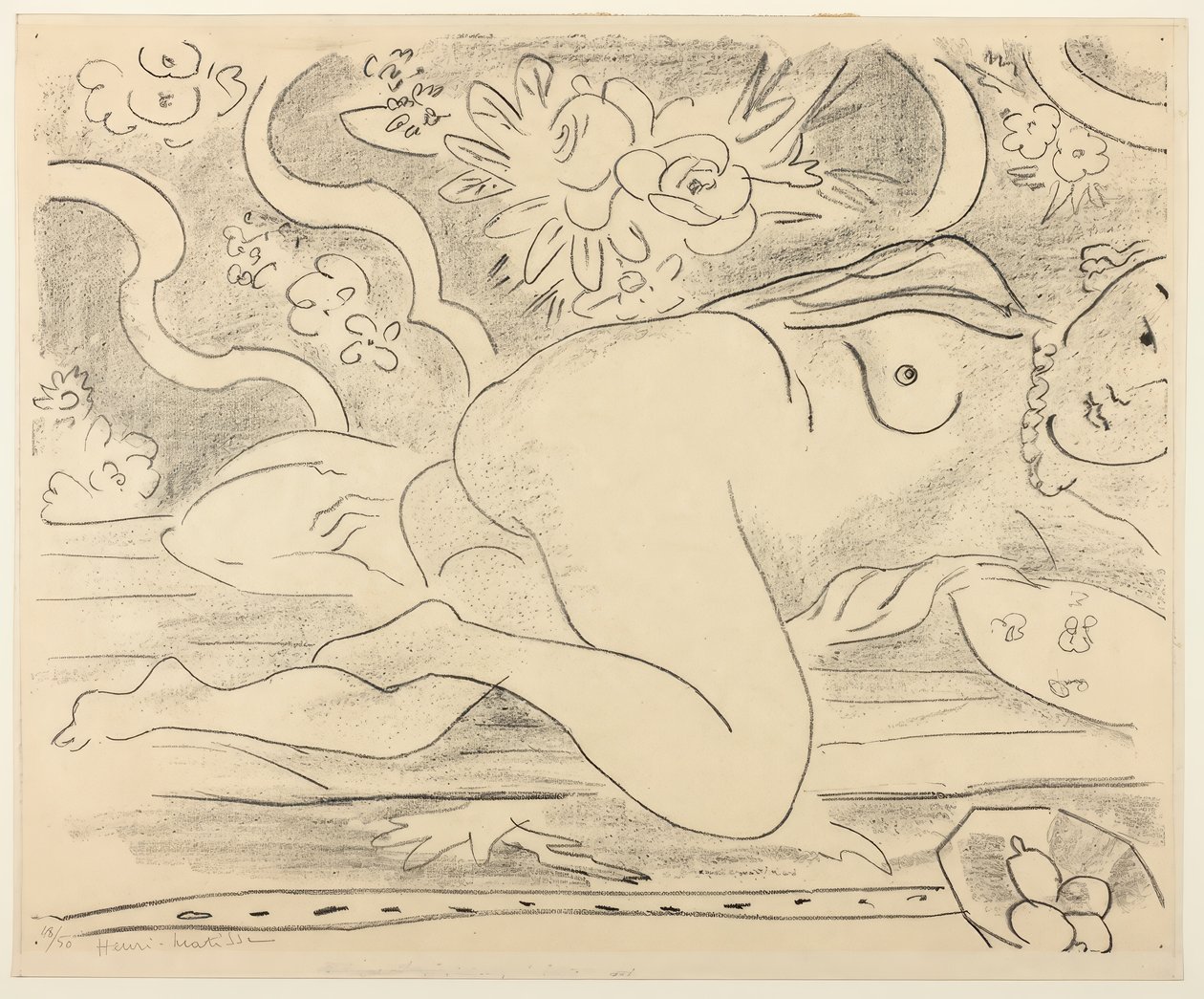 Liggend naakt met fruitschaal door Henri Matisse