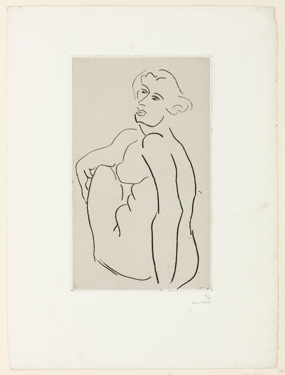 Zittende naakte vrouw, driekwartaanzicht door Henri Matisse