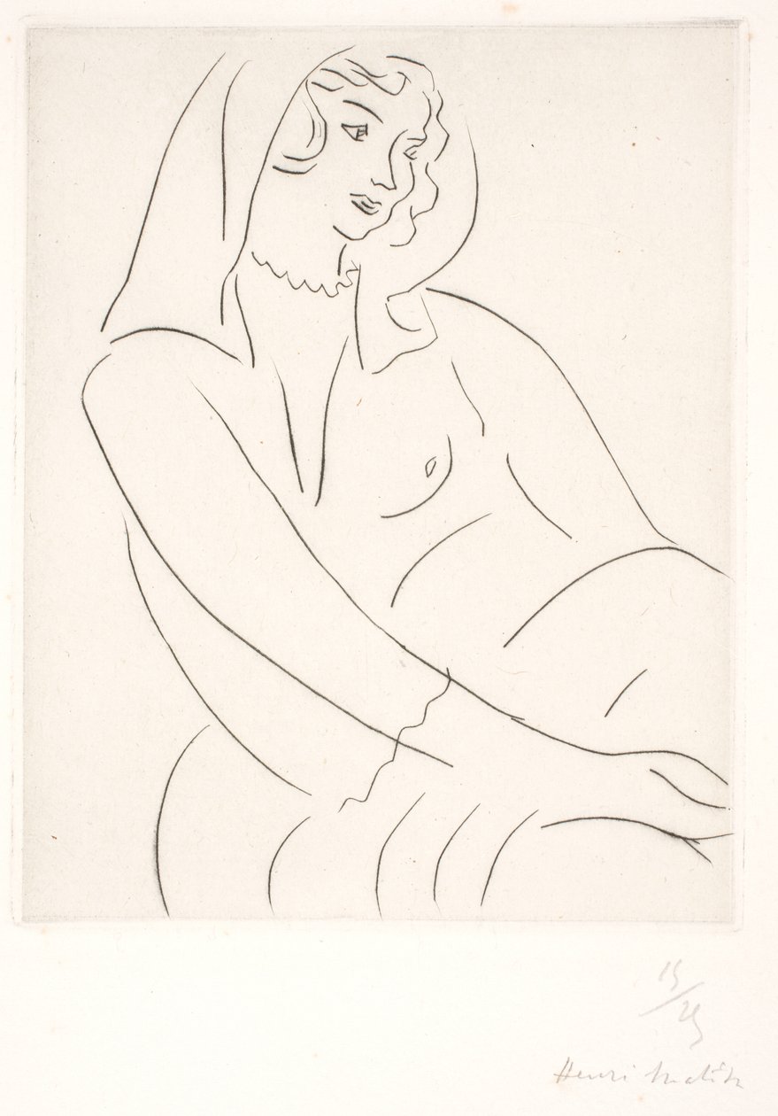 Zittende vrouw met sluier door Henri Matisse