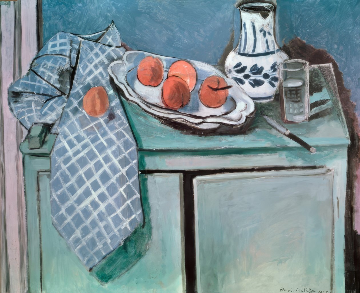 Stilleven op groen dressoir door Henri Matisse
