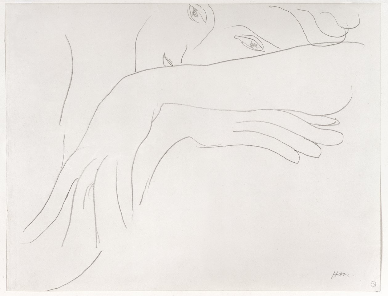 Studie van een model dat op de rugleuning van een stoel leunt door Henri Matisse