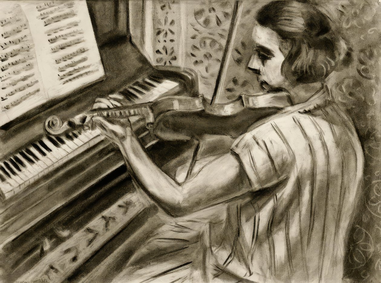 Een jonge violist voor een piano door Henri Matisse