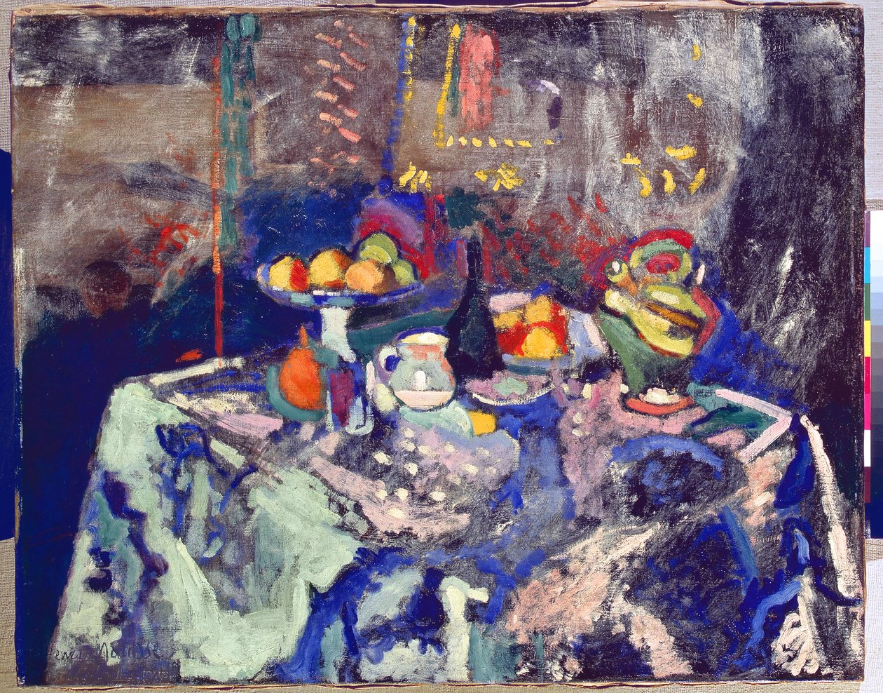 Vaas, fles en fruit, ca. 1906 (olieverf op doek) door Henri Matisse