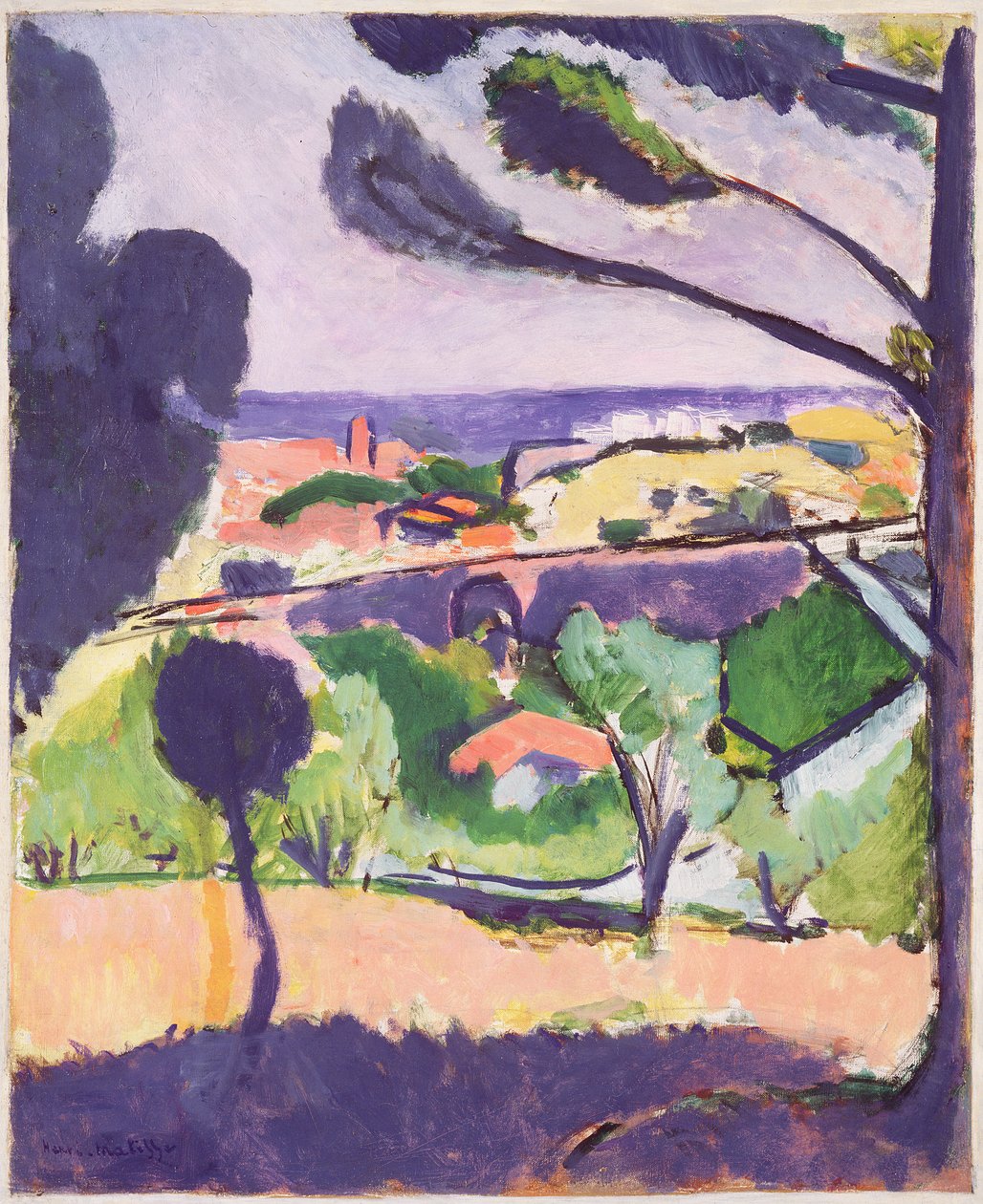 Uitzicht op Collioure en de zee door Henri Matisse