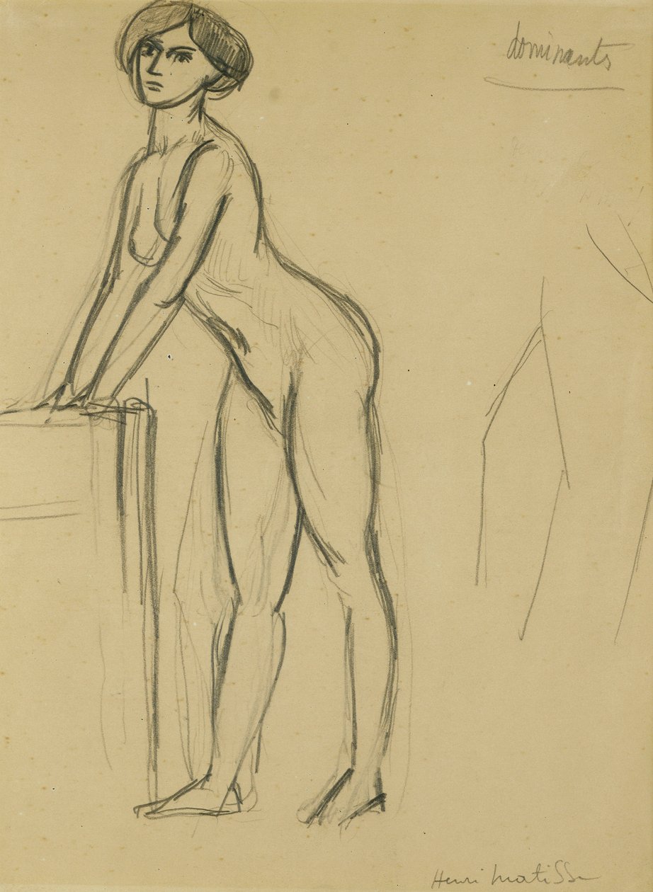 Staand jong meisje, ca. 1908-10 (potlood op papier) door Henri Matisse