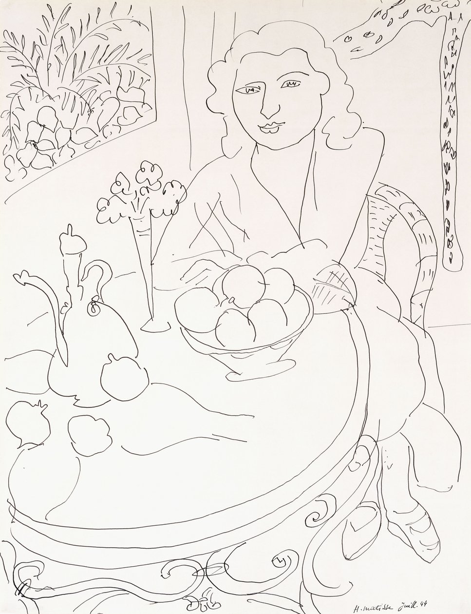 Jonge vrouw aan tafel door Henri Matisse