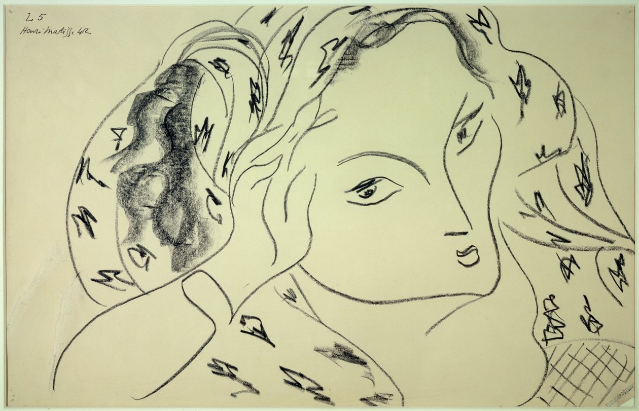 thema en variatie l.5 1942 (tekening) door Henri Matisse