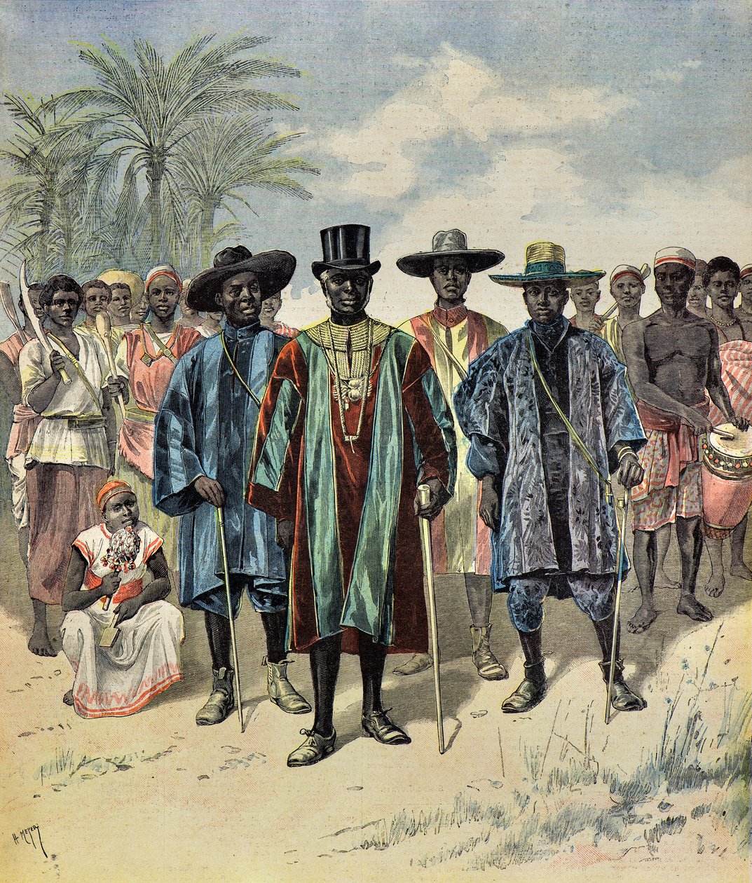 Dahomeans in Parijs op de Champs de Mars door Henri Meyer