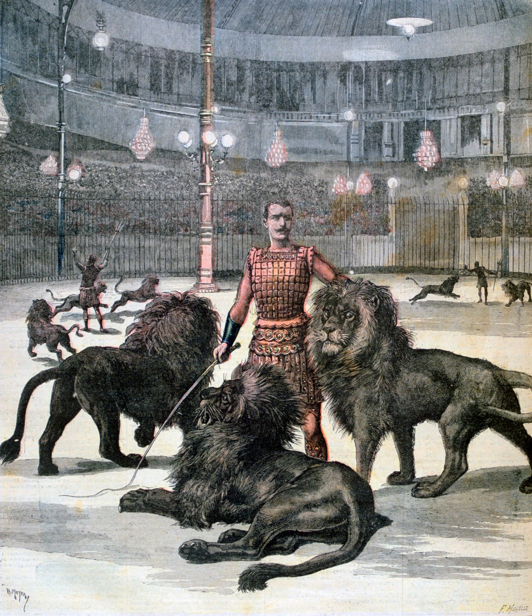 Leeuwentemmen in het Lhippodrome, Parijs door Henri Meyer