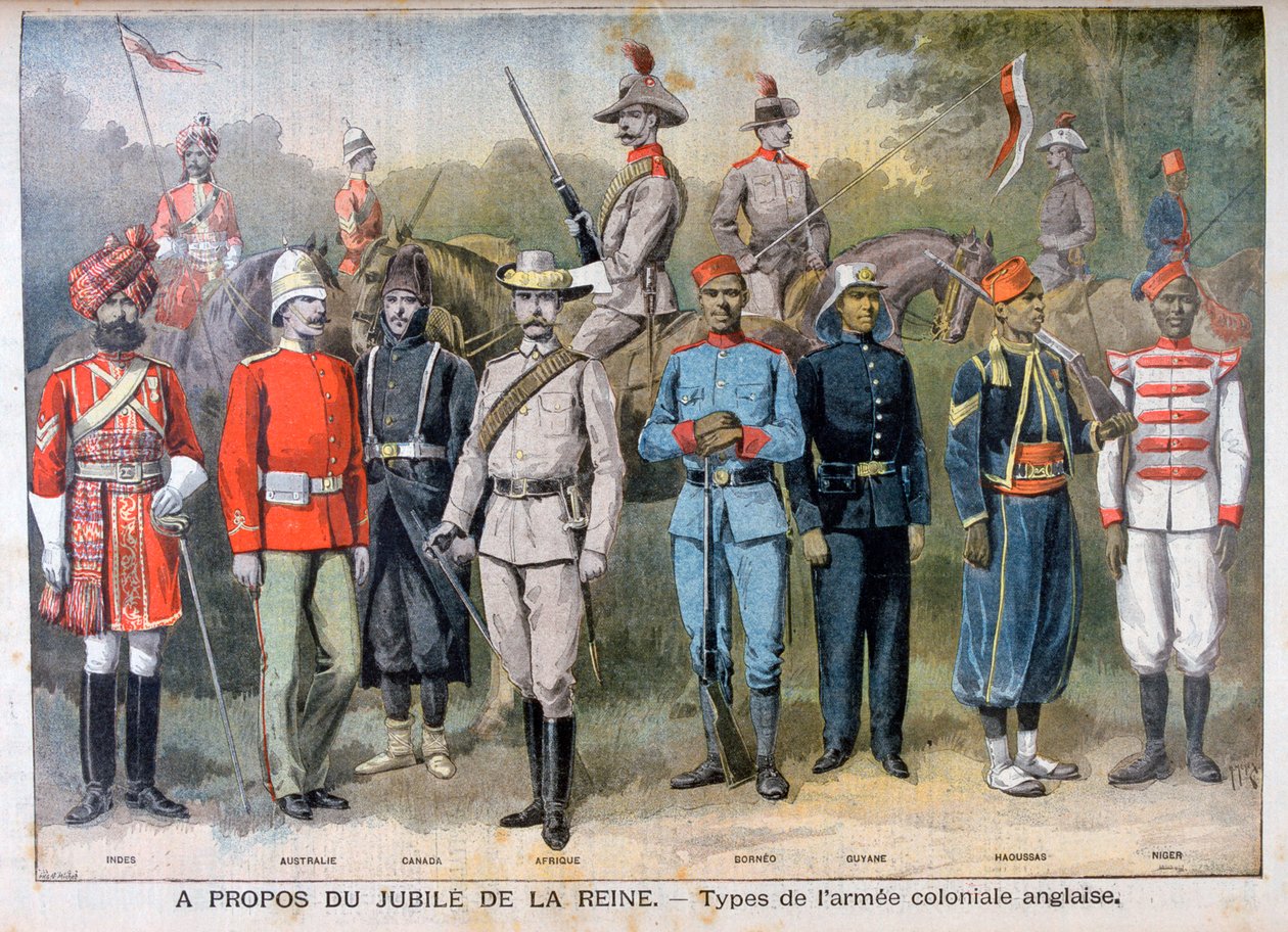 Militaire uniformen van het Britse koloniale leger, 1897 door Henri Meyer