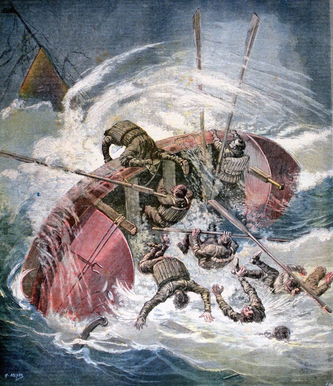 Redding van een schipbreuk in een storm bij Les Sables-d