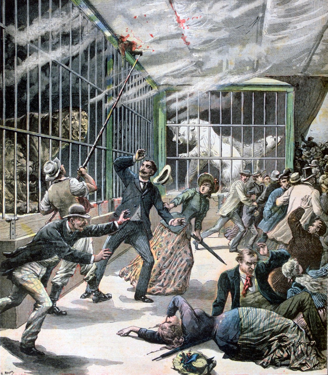 Het incident in de menagerie, Montceau-les-Mines, Frankrijk door Henri Meyer