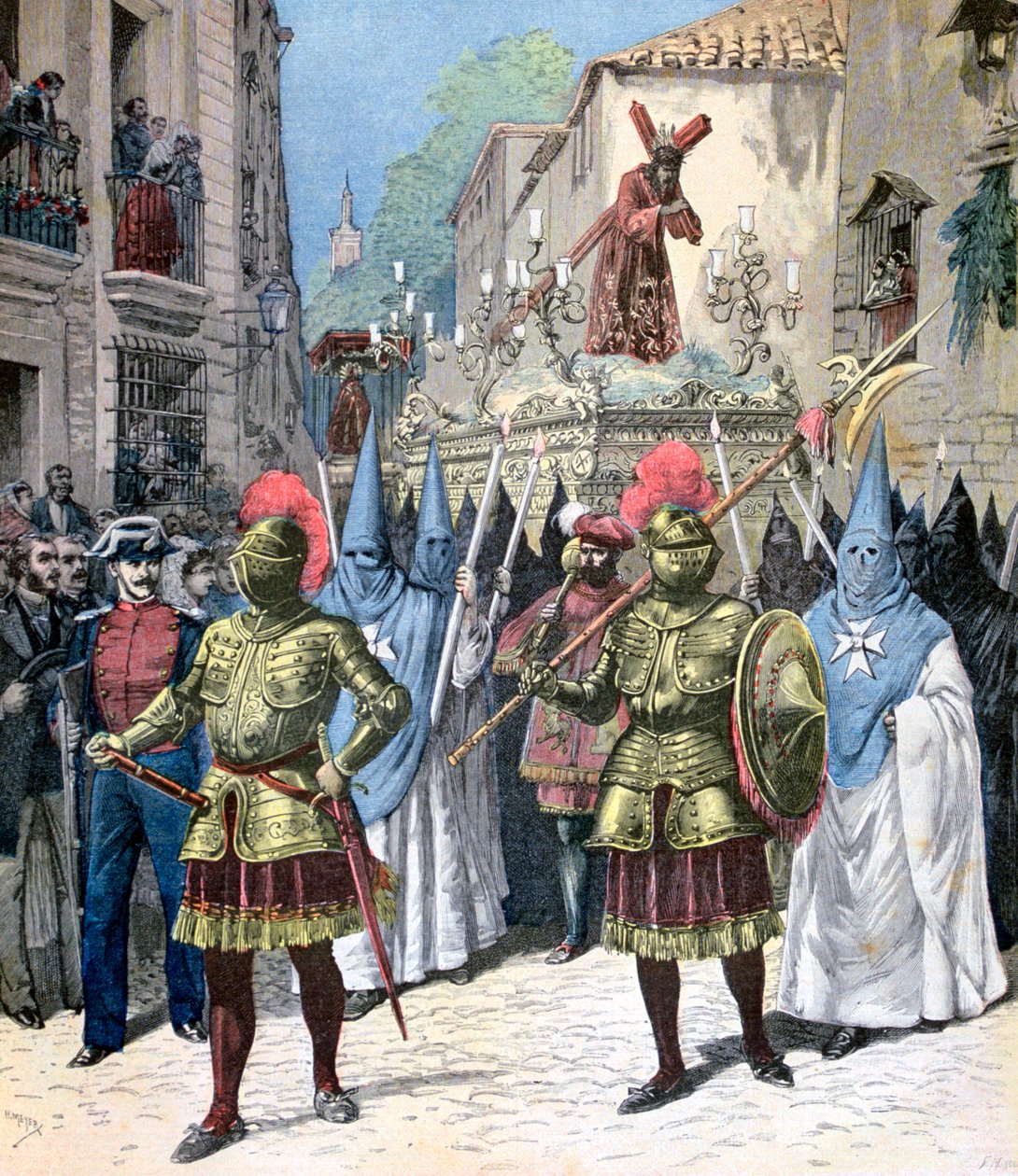 De processie van Goede Vrijdag, Heilige Week, Sevilla, 1891 door Henri Meyer