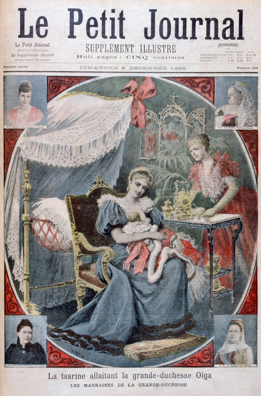 De tsarina die de Groothertogin Olga van Rusland voedt, 1895 door Henri Meyer