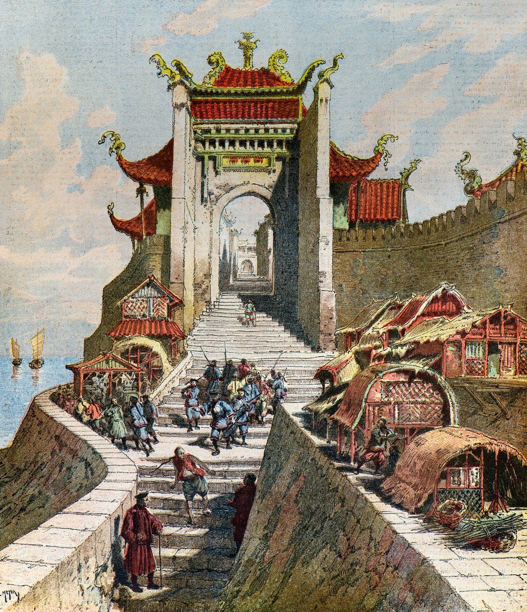 Uitzicht op de Shanghai Gate door Henri Meyer