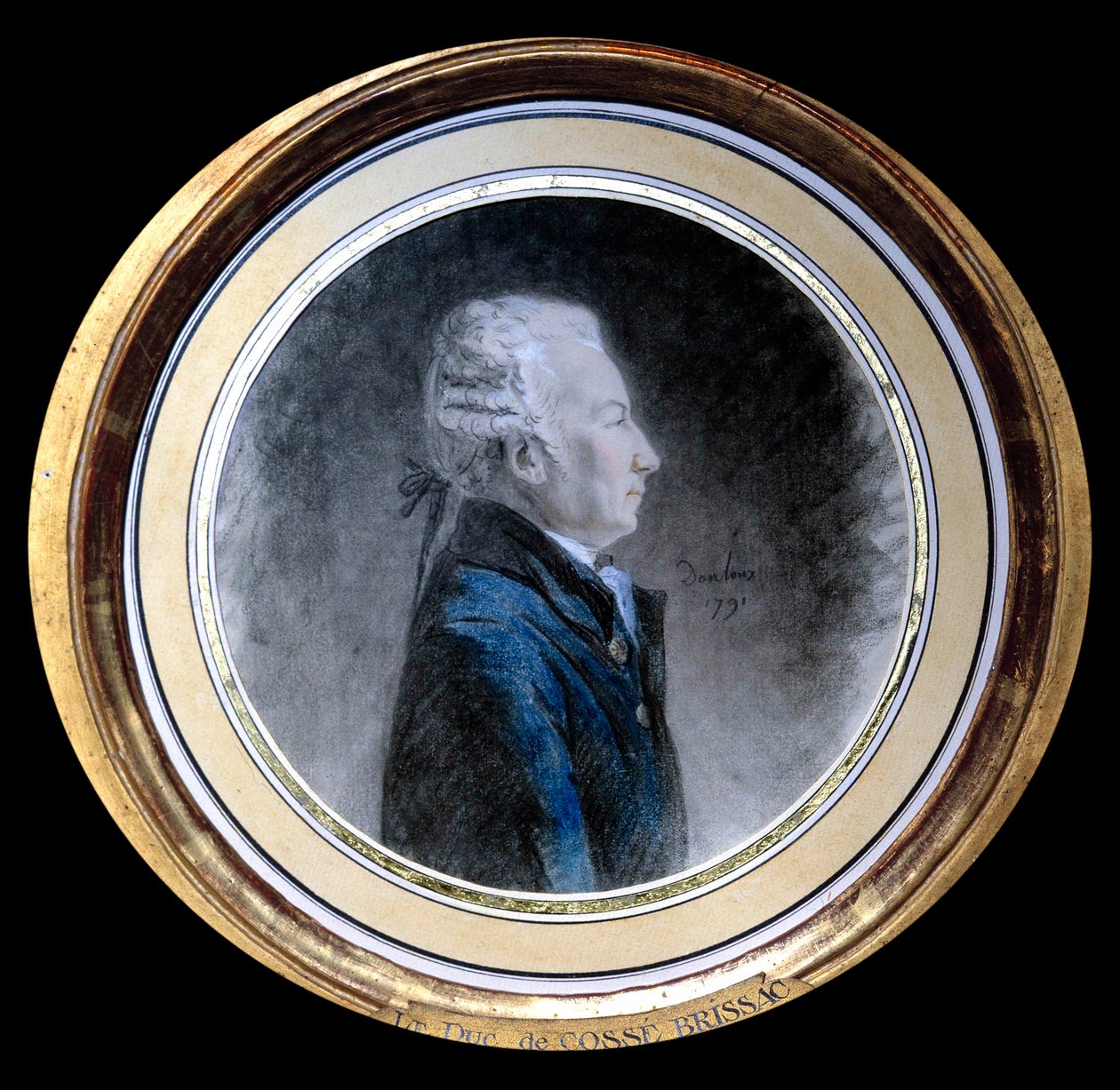 Portret van Louis Hercule Timoleon de Cosse (Cosse-Brissac) (1734-1792), Hertog van Brissac Hij is de grote mandenmaker van Frankrijk en de gouverneur van Parijs ten tijde van de Franse Revolutie. Aquarel toegeschreven aan Henri Pierre Danloux (1753-1809). door Henri Pierre (attr. to) Danloux