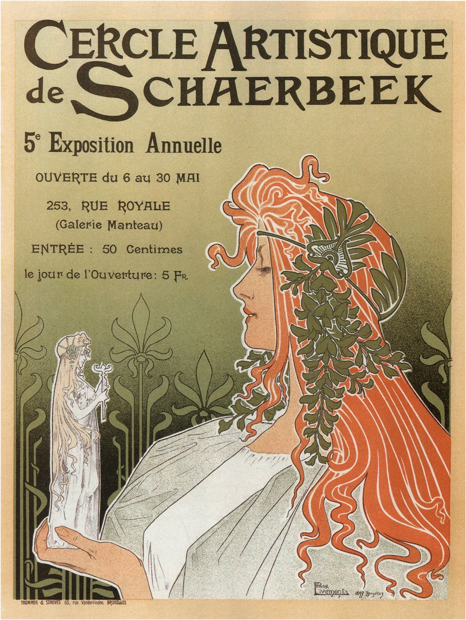 Artistieke Club van Schaerbeek, 5e jaarlijkse tentoonstelling, 1897 door Henri Henri Antoine Théodore Livemont