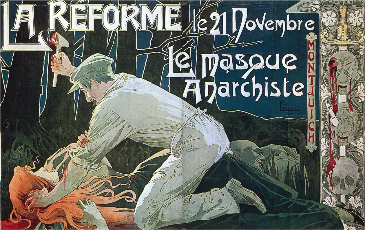 La Réforme le 21 Novembre, het anarchistische masker door Henri Henri Antoine Théodore Livemont