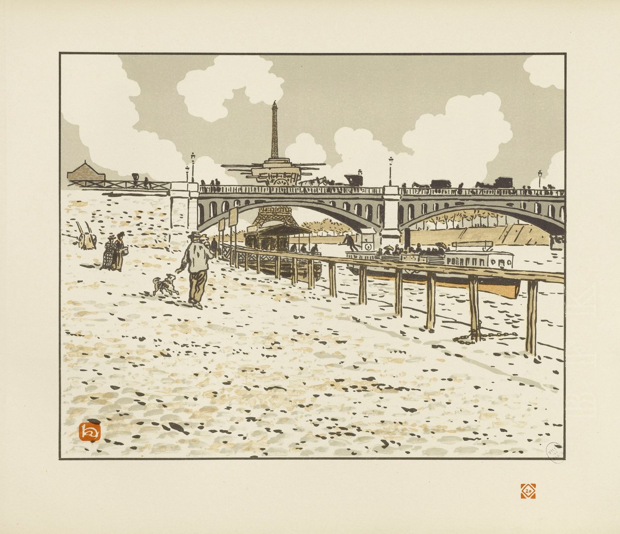Vanaf de Grenelle-brug [De zesendertig gezichten op de Eiffeltoren] door Henri Rivière