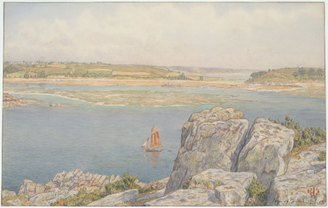 De monding van de Trieux bij Île à Bois. Loguivy door Henri Rivière
