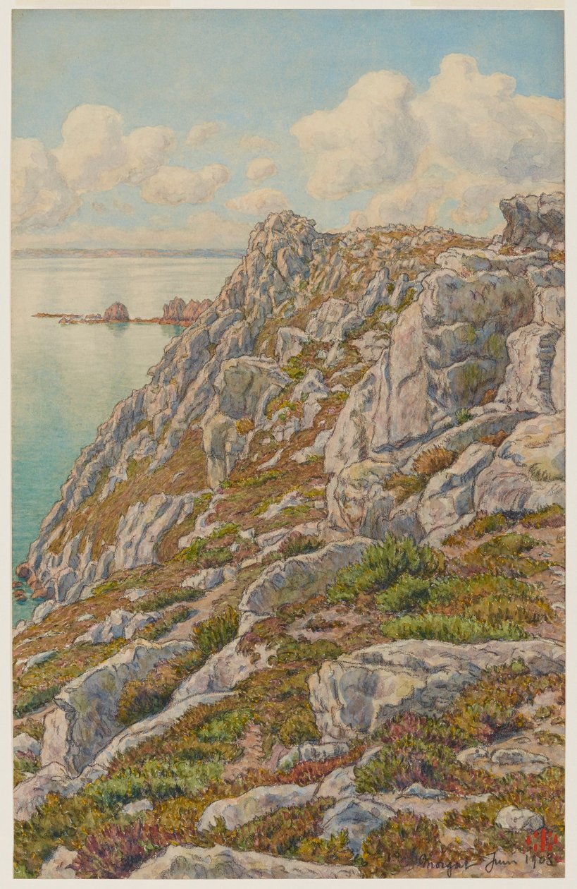 Klippen der Île Vierge. Bucht von Douarnenez. Morgat door Henri Rivière