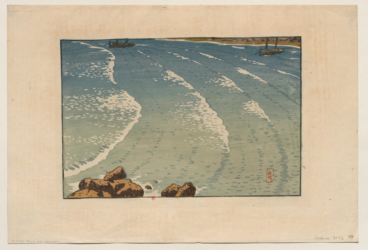 [Golvende zee bij vloed, strand van La Garde-Guérin (Saint-Briac)] door Henri Rivière
