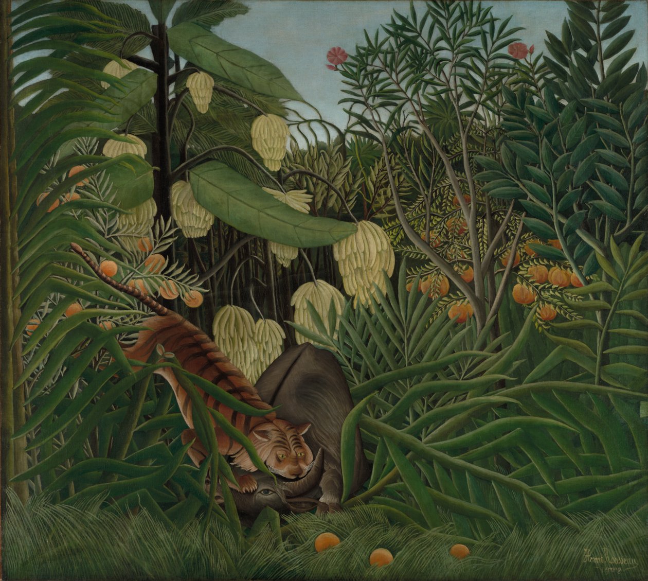 Gevecht tussen een tijger en een buffel door Henri Rousseau