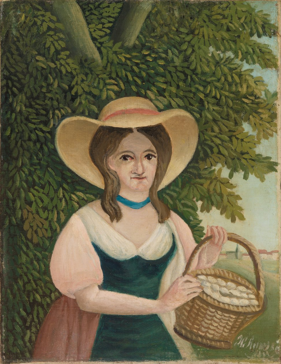 Vrouw met mand met eieren door Henri Rousseau