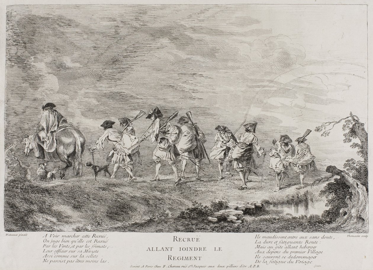 Rekruten Gaan Zich Bij het Regiment Voegen door Henri Simon Thomassin