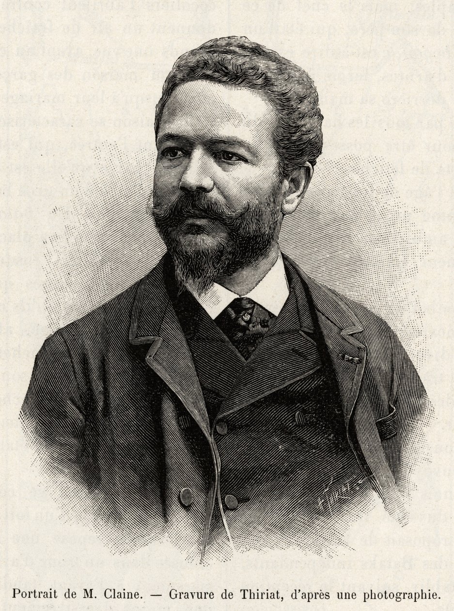 Portret van Jules Claine (1856-1939), ontdekkingsreiziger en diplomaat, auteur van het verhaal. Gravure door Thiriat ter illustratie van het verhaal 