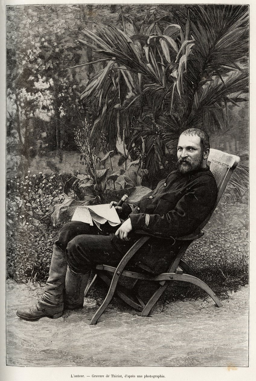 Portret van de auteur Dr. Charles Edouard Hocquard (1853-1911), medisch majoor van 1e klasse. Gravure door Thiriat, ter illustratie van het verhaal 