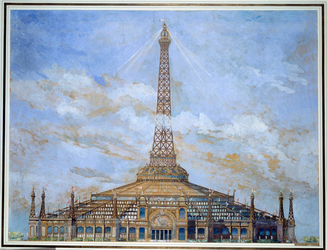 Ontwerp van de Eiffeltoren voor de Wereldtentoonstelling van 1900 door Henri Toussaint