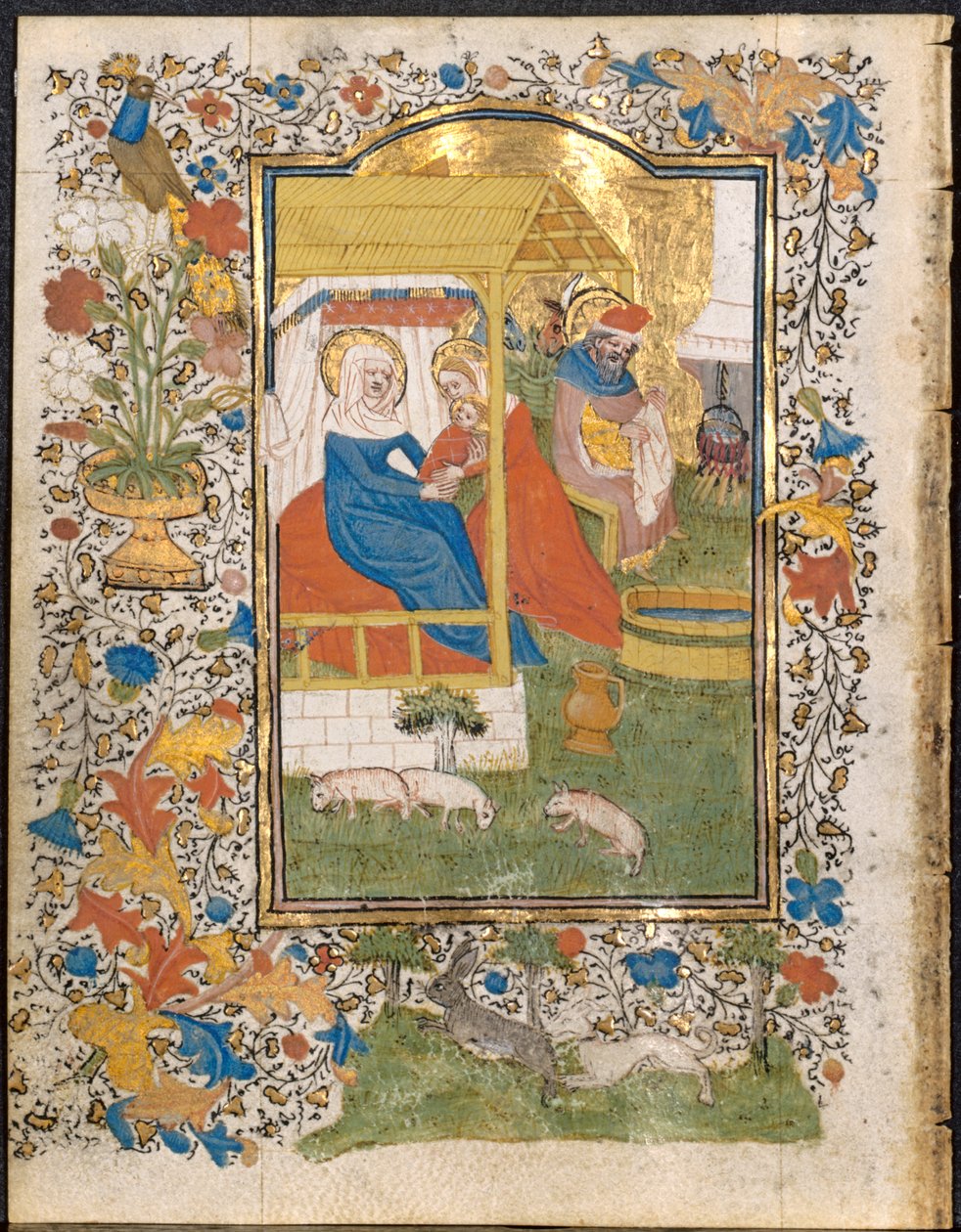 De Geboorte: Blad uit een Getijdenboek (3 van 6 Verwijderde Bladen) door Henri d